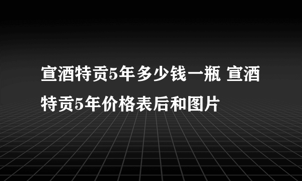 宣酒特贡5年多少钱一瓶 宣酒特贡5年价格表后和图片