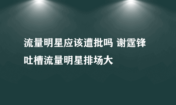 流量明星应该遭批吗 谢霆锋吐槽流量明星排场大