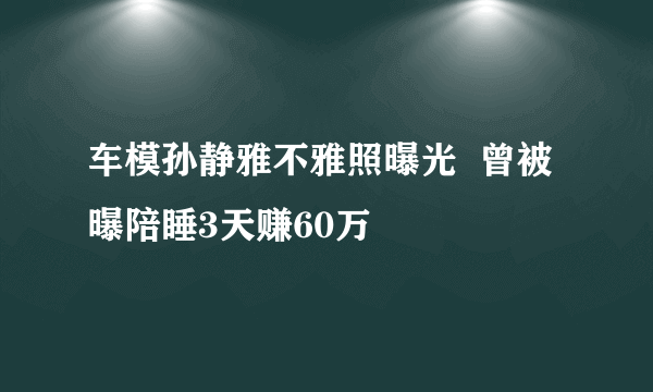 车模孙静雅不雅照曝光  曾被曝陪睡3天赚60万