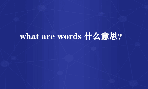 what are words 什么意思？