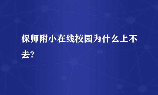 保师附小在线校园为什么上不去?