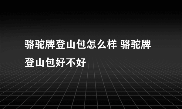 骆驼牌登山包怎么样 骆驼牌登山包好不好