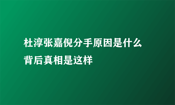 杜淳张嘉倪分手原因是什么 背后真相是这样