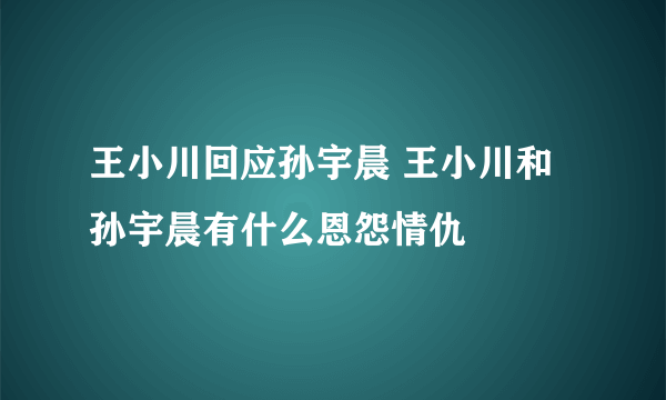 王小川回应孙宇晨 王小川和孙宇晨有什么恩怨情仇