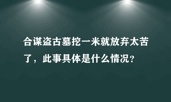 合谋盗古墓挖一米就放弃太苦了，此事具体是什么情况？