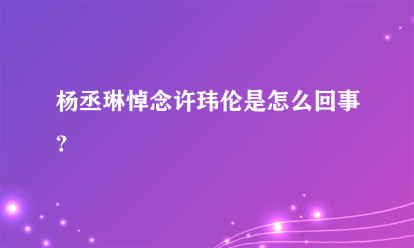 杨丞琳悼念许玮伦是怎么回事？