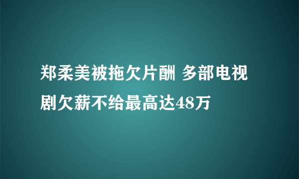 郑柔美被拖欠片酬 多部电视剧欠薪不给最高达48万