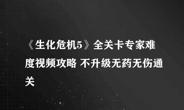 《生化危机5》全关卡专家难度视频攻略 不升级无药无伤通关