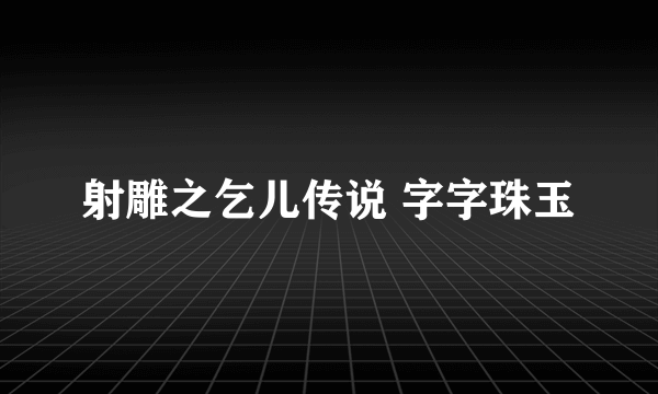 射雕之乞儿传说 字字珠玉