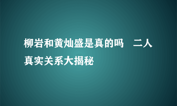 柳岩和黄灿盛是真的吗   二人真实关系大揭秘