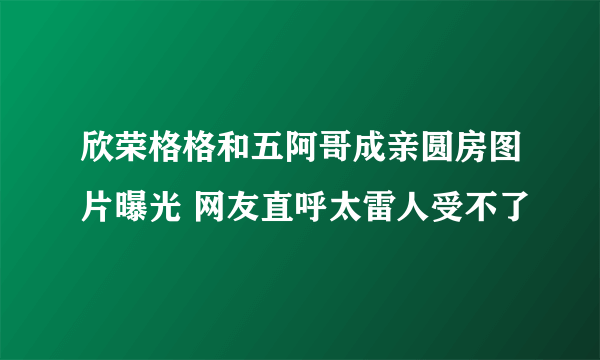 欣荣格格和五阿哥成亲圆房图片曝光 网友直呼太雷人受不了