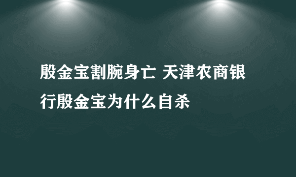 殷金宝割腕身亡 天津农商银行殷金宝为什么自杀