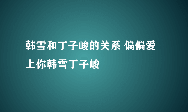 韩雪和丁子峻的关系 偏偏爱上你韩雪丁子峻