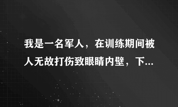 我是一名军人，在训练期间被人无故打伤致眼睛内壁，下壁骨折。直内肌嵌顿。看东西有复视。不能长时间用眼