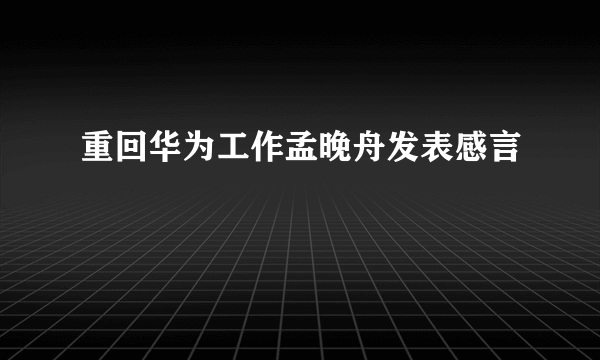 重回华为工作孟晚舟发表感言