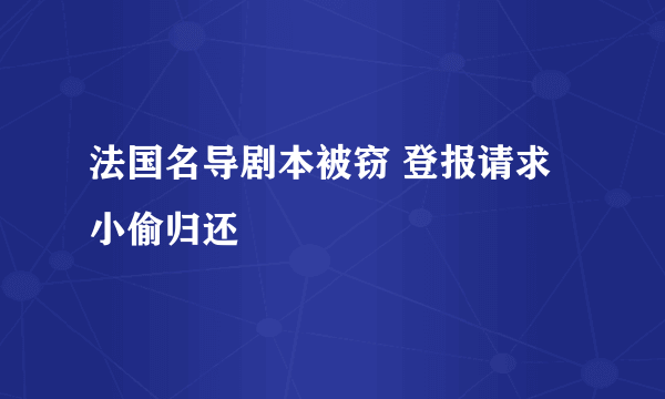 法国名导剧本被窃 登报请求小偷归还