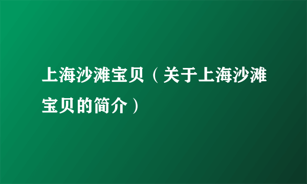 上海沙滩宝贝（关于上海沙滩宝贝的简介）