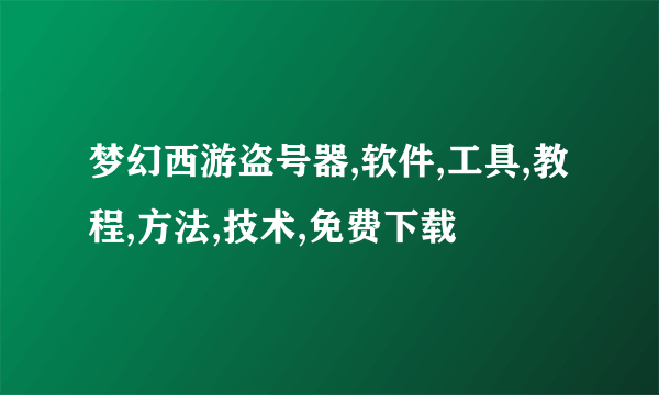 梦幻西游盗号器,软件,工具,教程,方法,技术,免费下载