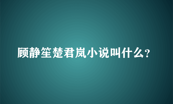 顾静笙楚君岚小说叫什么？