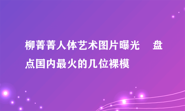 柳菁菁人体艺术图片曝光    盘点国内最火的几位裸模