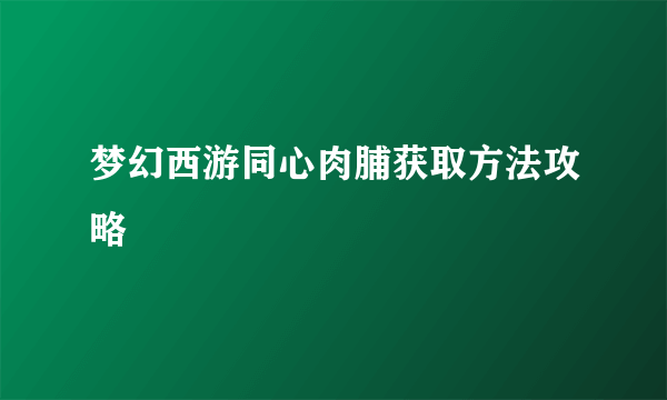 梦幻西游同心肉脯获取方法攻略