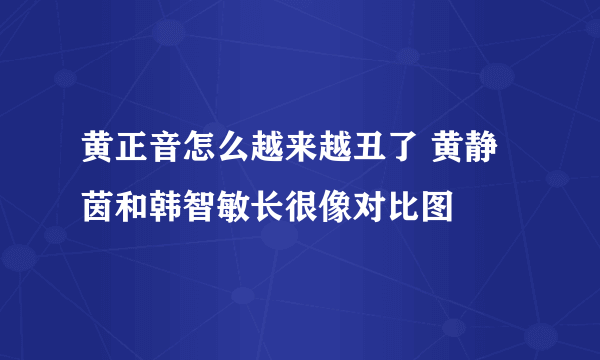 黄正音怎么越来越丑了 黄静茵和韩智敏长很像对比图