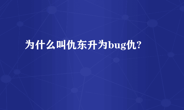 为什么叫仇东升为bug仇?