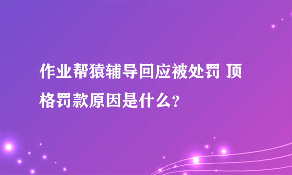 作业帮猿辅导回应被处罚 顶格罚款原因是什么？