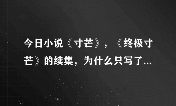 今日小说《寸芒》，《终极寸芒》的续集，为什么只写了一点就没出来？不写了~