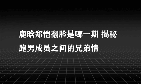 鹿晗郑恺翻脸是哪一期 揭秘跑男成员之间的兄弟情