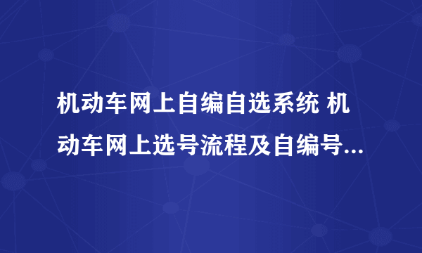 机动车网上自编自选系统 机动车网上选号流程及自编号码技巧）