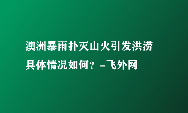 澳洲暴雨扑灭山火引发洪涝 具体情况如何？-飞外网