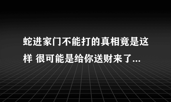 蛇进家门不能打的真相竟是这样 很可能是给你送财来了（迷信）