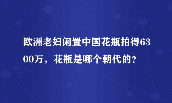 欧洲老妇闲置中国花瓶拍得6300万，花瓶是哪个朝代的？