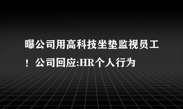 曝公司用高科技坐垫监视员工！公司回应:HR个人行为