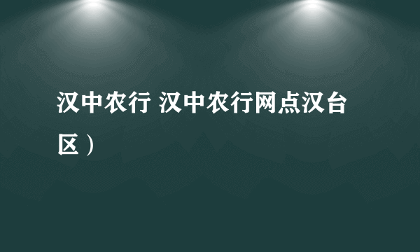 汉中农行 汉中农行网点汉台区）