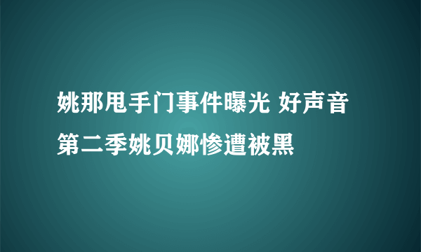 姚那甩手门事件曝光 好声音第二季姚贝娜惨遭被黑