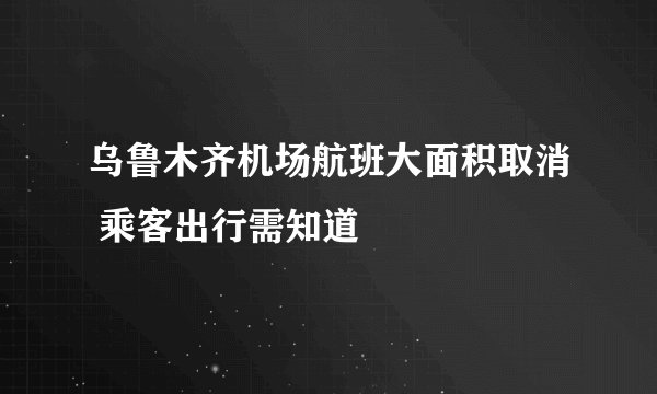 乌鲁木齐机场航班大面积取消 乘客出行需知道