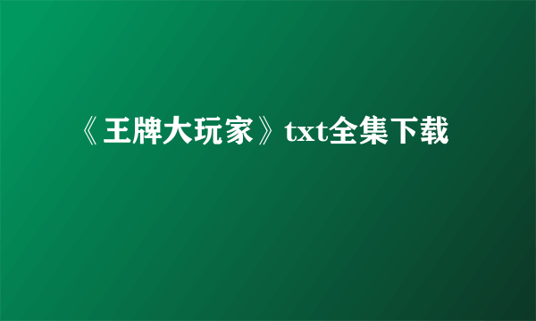 《王牌大玩家》txt全集下载