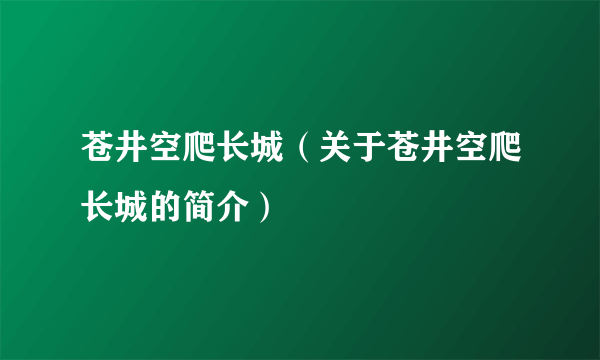 苍井空爬长城（关于苍井空爬长城的简介）