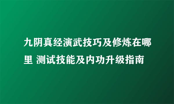 九阴真经演武技巧及修炼在哪里 测试技能及内功升级指南