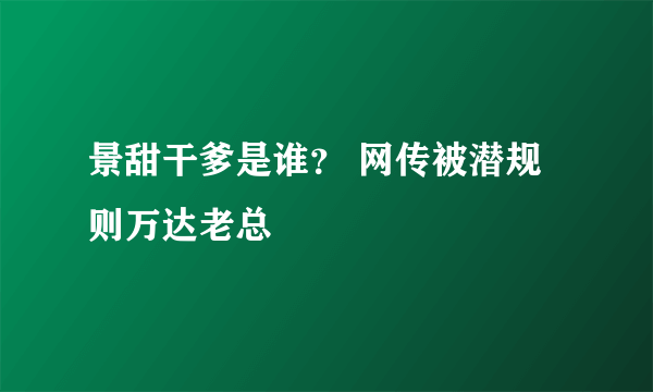 景甜干爹是谁？ 网传被潜规则万达老总