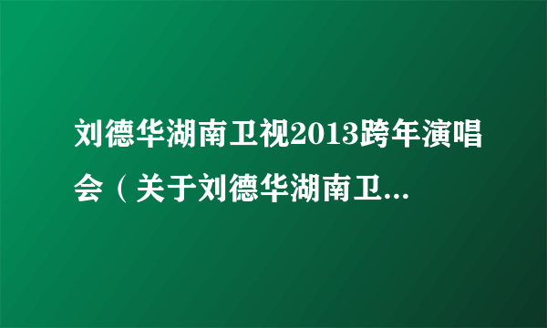 刘德华湖南卫视2013跨年演唱会（关于刘德华湖南卫视2013跨年演唱会的简介）