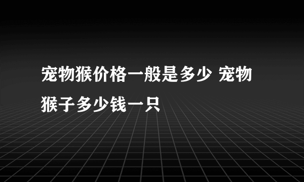 宠物猴价格一般是多少 宠物猴子多少钱一只