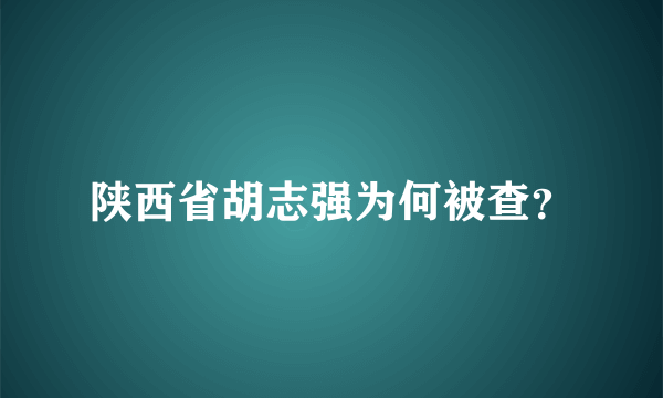 陕西省胡志强为何被查？