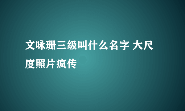 文咏珊三级叫什么名字 大尺度照片疯传