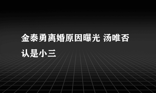 金泰勇离婚原因曝光 汤唯否认是小三