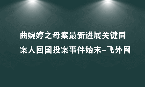 曲婉婷之母案最新进展关键同案人回国投案事件始末-飞外网