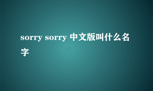 sorry sorry 中文版叫什么名字