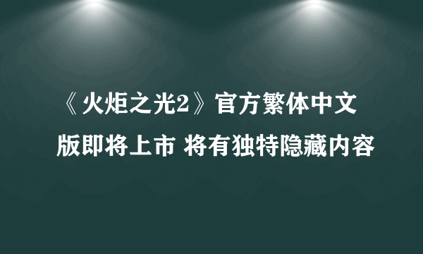 《火炬之光2》官方繁体中文版即将上市 将有独特隐藏内容